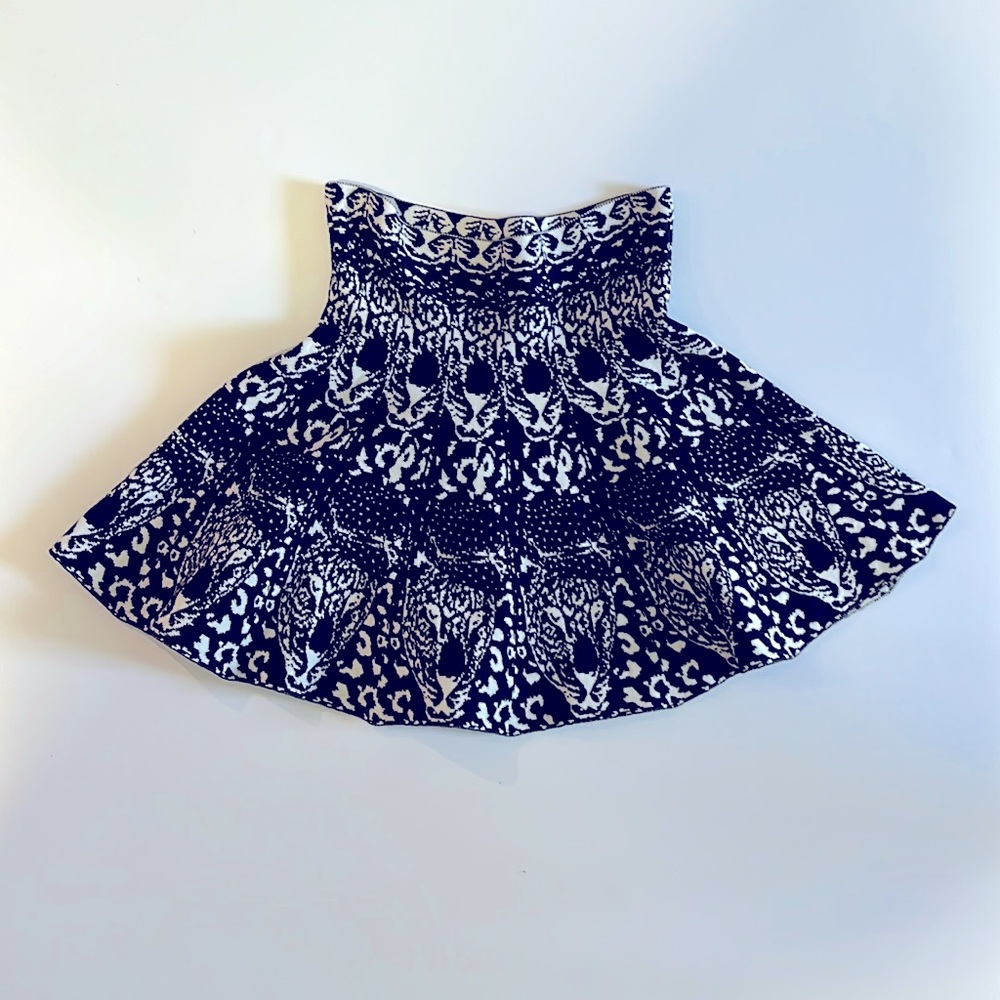 Reversible cheetah jacquard knit circle skirt, med